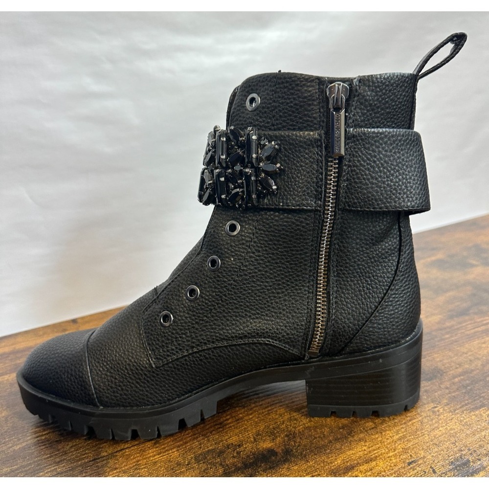Karl Lagerfeld Paris Payson Black Crystal Embellished Combat Boots Mens 8.5 E22 - Picture 3 of 15